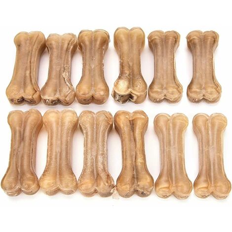Dog Bones Pet Natural Chew Bones Eight Tripes Filled with Rawhide Dog Bones Tasty Chew Treats for Small Dog/Large Dog (12 pcs / 3 inch)