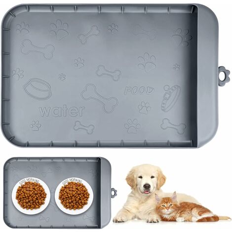 Dog Food Mat - Non-skid Placemat with Raised Edge for Dog or Cat