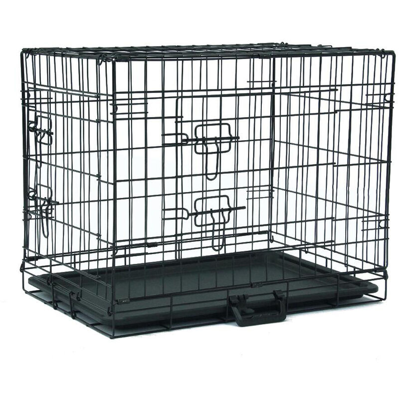 Briefness - Dog Cage Puppy Training Crate 24inch 61x44x50.5cm with Removable Plastic Tray Transport Carry Cage For Home Travel Outdoor Indoor