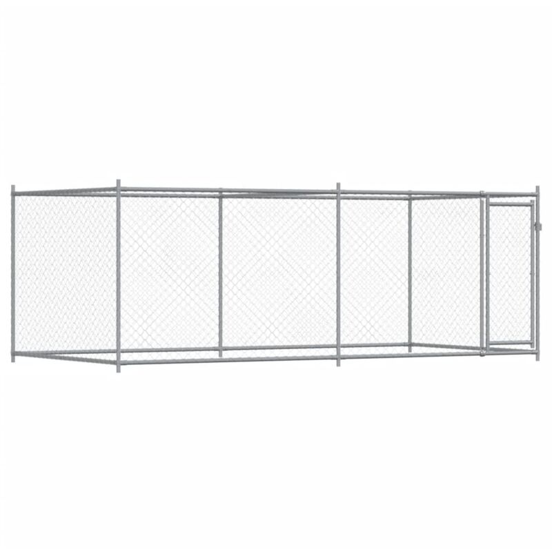 Dog Cage With Door Grey 4x2x1.5 M Galvanised Steel Vidaxl