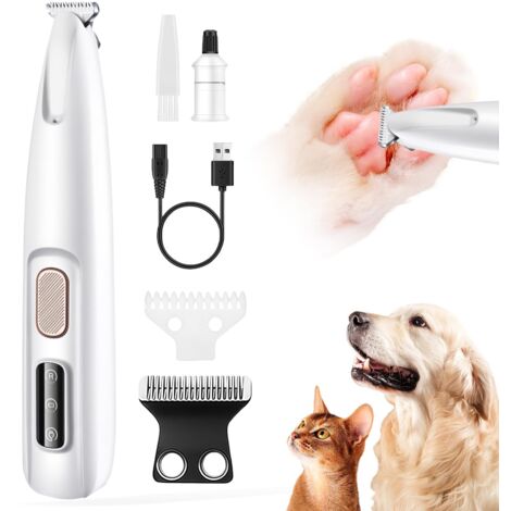 Dog Clipper Set, Silent Dog Paw Clipper with LED Light, USB Rechargeable Paw Trim Pro Waterproof, for Dogs, Cats, Paws, Eyes, Ears, Face, Body