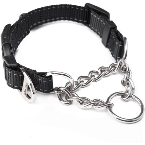 Dog Collar 2.0 Trainer Approved Limited Slip Collar with Stainless Steel Chain & Heavy Duty Buckle - Modified Collar for Gentle & Effective Pet Training - Large, Black