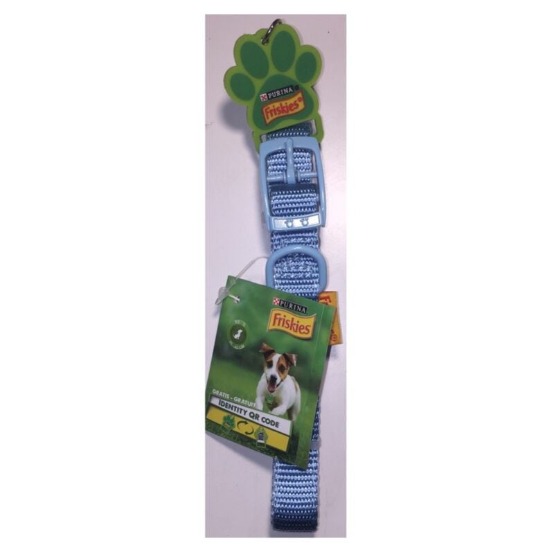 Friskies - Dog collar Light blue - Size xs-s 25-40cm - qr code Purina