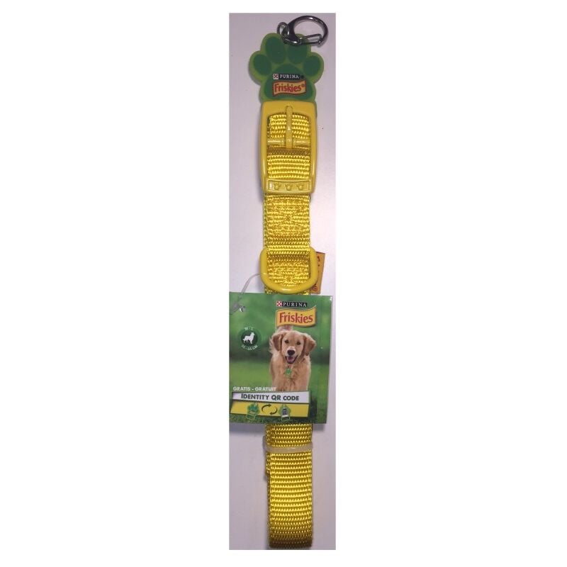 Friskies - Yellow dog collar - Size ml 35-55cm - qr code Purina