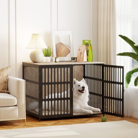 Dog Crate Furniture with Anti-Chew Resistant Mesh, Anti-Escape Single Door, for Extra Large Dogs, 118 x 80 x 92 cm