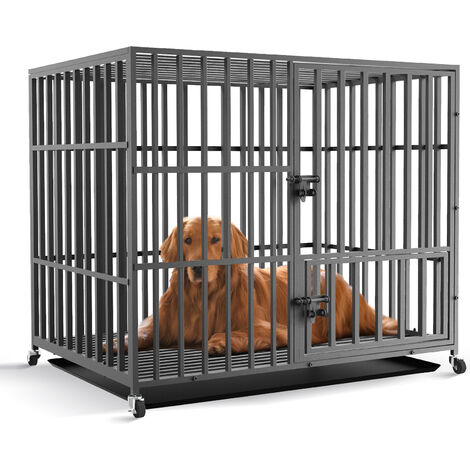 main image of "Dog Crate Heavy Duty Large Kennel Pet Cage House Tray Wheels Latches, XXL 46""