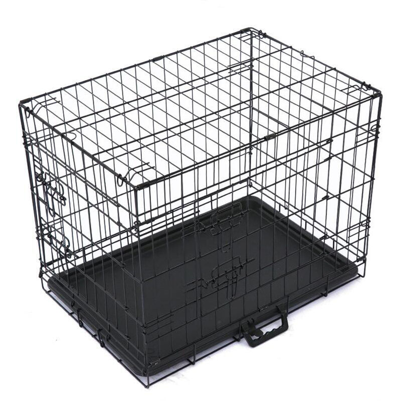 Briefness - Dog Crate Small Dog Crate Puppy Crate Large Dog Cage for Car Boot, 2 Door 2 Locks Puppy Playpen with Non-Chew Metal Removable Base Tray,