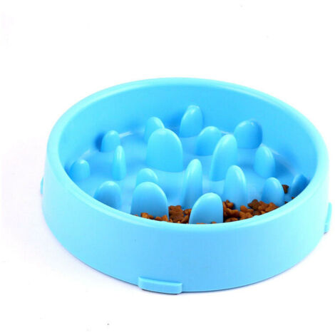 Dog Feeder Slow Eating Pet Bowl respectueux de l'environnement Durable Non Toxique Prévention Étouffement Bol Design sain pour Chien Pet 20CM (Bleu)