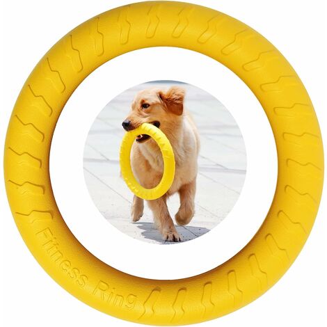 Dog Fitness Ring, Dog Bite Ring, Dog Agility Exercise Equipment, Interactive Tug of War Training Ring for Small and Large Dogs，19cm(Yellow, Small)