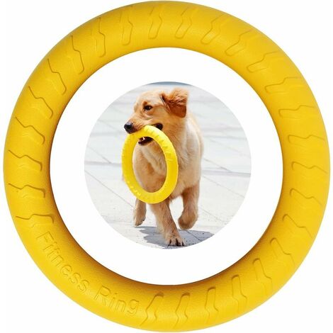 Dog Fitness Ring, Dog Bite Ring, Dog Agility Exercise Equipment, Interactive Tug of War Training Ring for Small and Large Dogs，19cm(Yellow, Small)