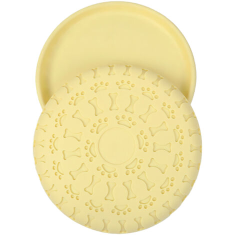 Dog Flying Disc Toy Bite Resistant Flexible TPR Pet Flying Disk Bowl for Water Food Feeding Training Yellow