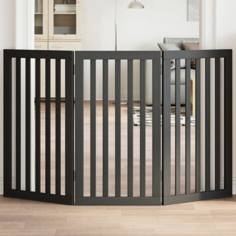 Dog Gate Foldable 3 Panels Black 150 cm Poplar Wood vidaXL