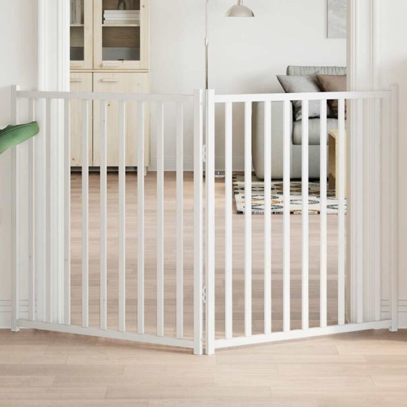 Dog Gate Foldable 2 Panels White 160 Cm Solid Wood Fir Vidaxl