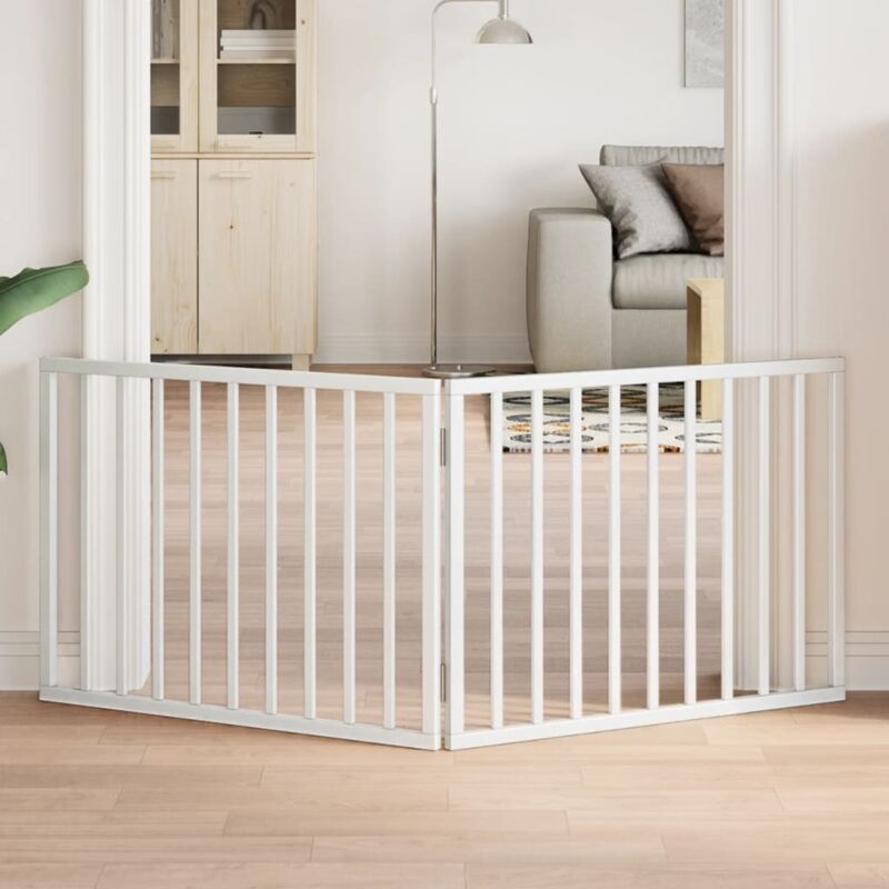 Dog Gate Foldable 2 Panels White 160 Cm Poplar Wood Vidaxl