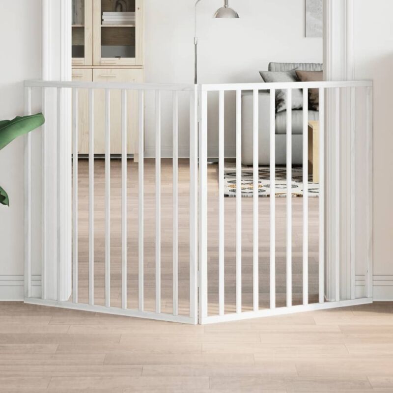 Dog Gate Foldable 2 Panels White 160 Cm Poplar Wood Vidaxl