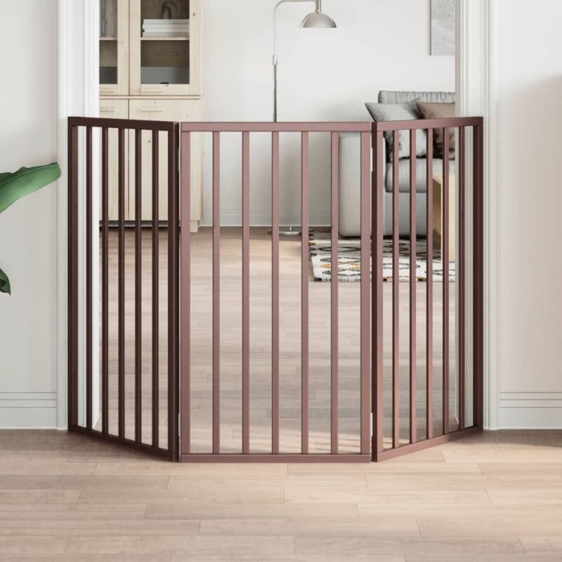 Dog Gate Foldable 3 Panels Brown 150 Cm Poplar Wood Vidaxl