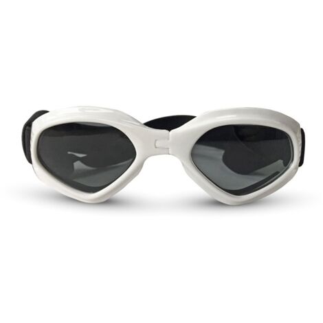 Dog goggles, dog sunglasses, UV protection, windproof, snowproof dog goggles, cat glasses (white)