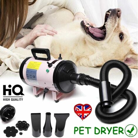 Dog Hair Dryer Blaster 2800W Pet Grooming Hair Dryer High Velocity Dryer Low Noise Temperature Heater with Flexible Hose and 3 Nozzles