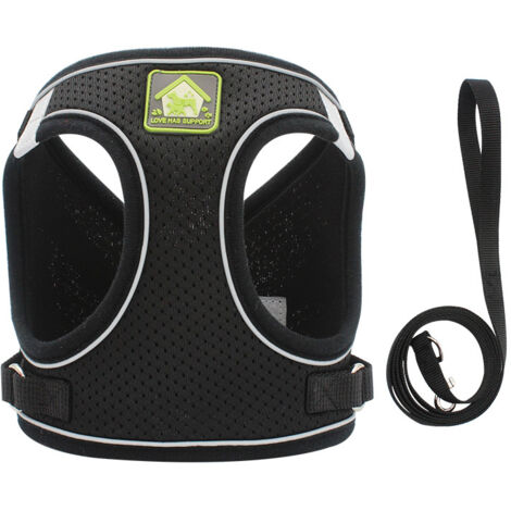 Dog Harness and Leash Set, No Pull Soft Mesh Pet Harness for Walking Escape Proof Small Cat Step-in Adjustable Vest with Reflective Strip Fit Puppy Kitten Rabbit
