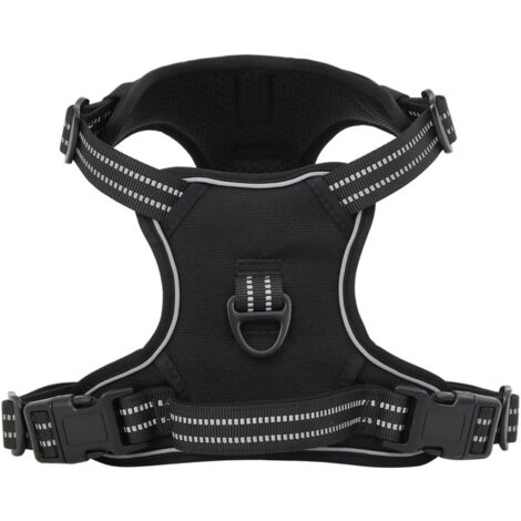 Dog Harness with Reflective Stripes Adjustable Black L vidaXL
