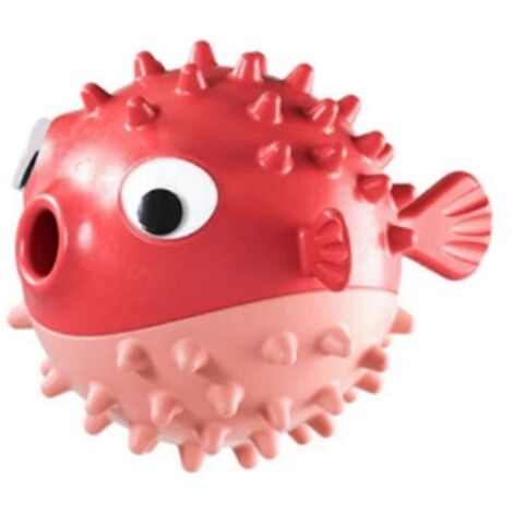 Dog Leakage Food Ball Fish Shape Molar Bite Toys Red--