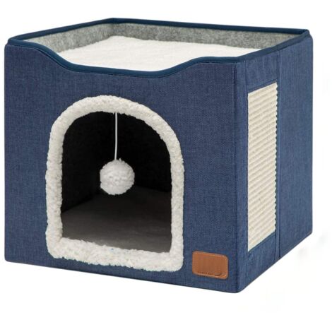 Dog or cat bed, fabric, foldable, 41 x 41 x 35 cm, multicoloured