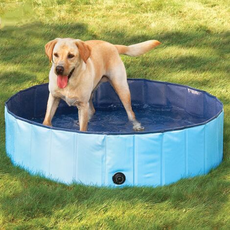 Dog Paddling Pool, 80x20CM Doggy Swimming Pool Foldable Pet Bathing Tub -Small/Blue