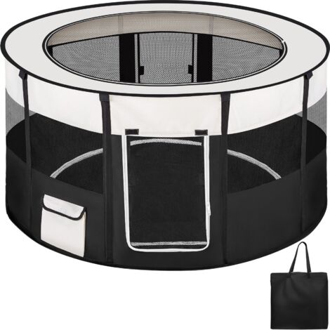 Dog Pen Carola - foldable, for indoor and outdoor use, 114 x 60.5 cm - dog playpen, puppy pen, puppy playpen - black