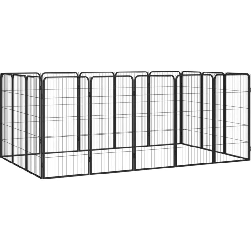 16-panel Dog Playpen Black 50x100 Cm Powder-coated Steel Vidaxl