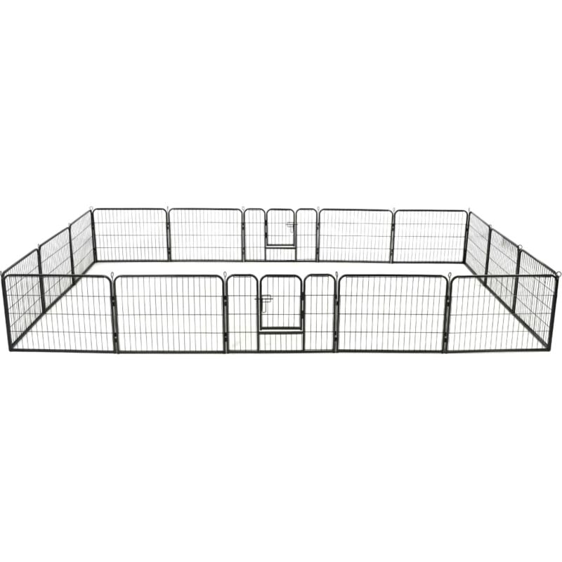 Dog Playpen 16 Panels Steel 60x80 cm Black Vidaxl