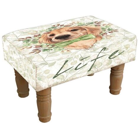 Dog Print Design Footstool - L26 x W40 x H26 cm
