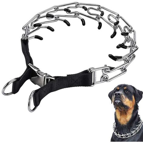 Dog Training Collar Prong Collar for Dogs Choke Pinch Collar for Small Medium Large Dogs Adjustable Stainless Steel Links with Quick Release Locking Carabiner 