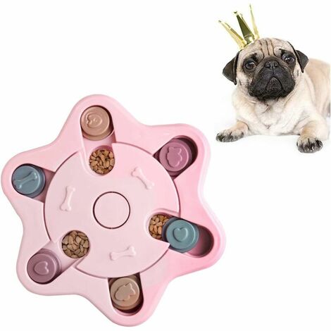 Dog Puzzle, Dog Food Dispenser Toy, Durable Interactive Dog Toy, Puppy IQ Training Toy (Pink)