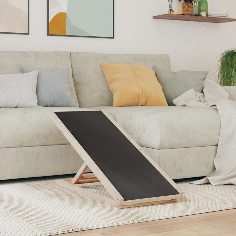 Vidaxl Dog Ramp Grey 100x40 Cm Solid Wood Fir
