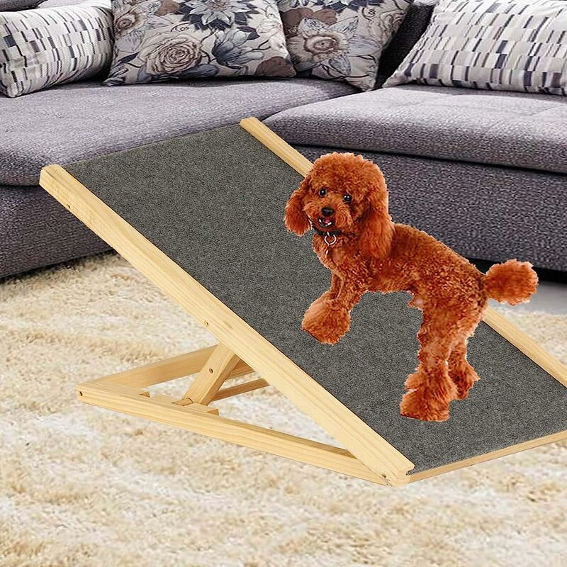 Briefness - Dog Ramp Solid Wooden Pet Ramp Car Sofa Dog Ladder 30cm/40cm Height Adjustable w/Non-slip Carpet Safety Pets Ladder Stairs Folding Ramp