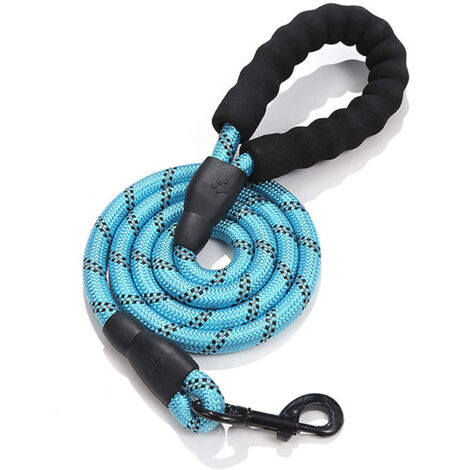 Dog Rope Leash, Nylon Dog Leash with Soft Padded Handle and Reflective Threads, 150cm x 1.2cm, Blue
