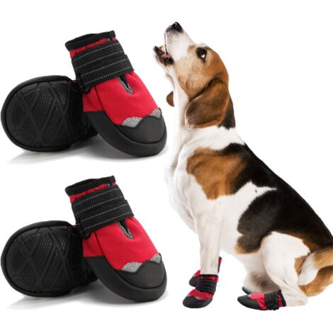 Dog Shoes - Anti-slip Ski Boots - Winter Dog Shoes for Small and Medium Dogs - Waterproof Laces - Reflective Strips - Paw Protectors - Winter Dog Walking Shoes - Pack of 4