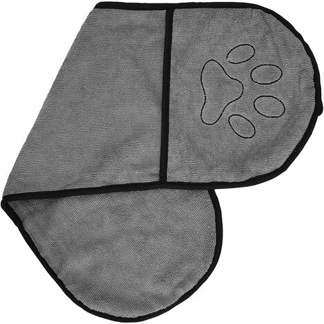 Dog Towel, Dog Bath Robe Super Absorbent Bath Towel Shower Quick Dry Microfiber Pet Grooming Accessories for Cat Puppy 63.5 * 21CM Gray