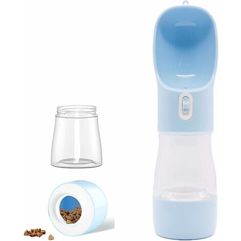 Dog Water Bottle, Portable Water Dispenser for Dog Food Bowl Puppy Cat Pets Travel Water Drink Bottle (Blue)