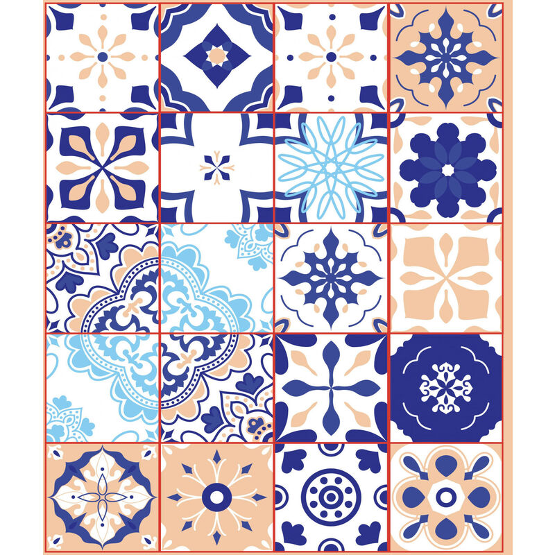 

Camino de baño, 100% Made in Italy, Alfombra antimanchas con impresión digital, Camino antideslizante y lavable, Modelo Maiolica - Abbie, cm 62x52