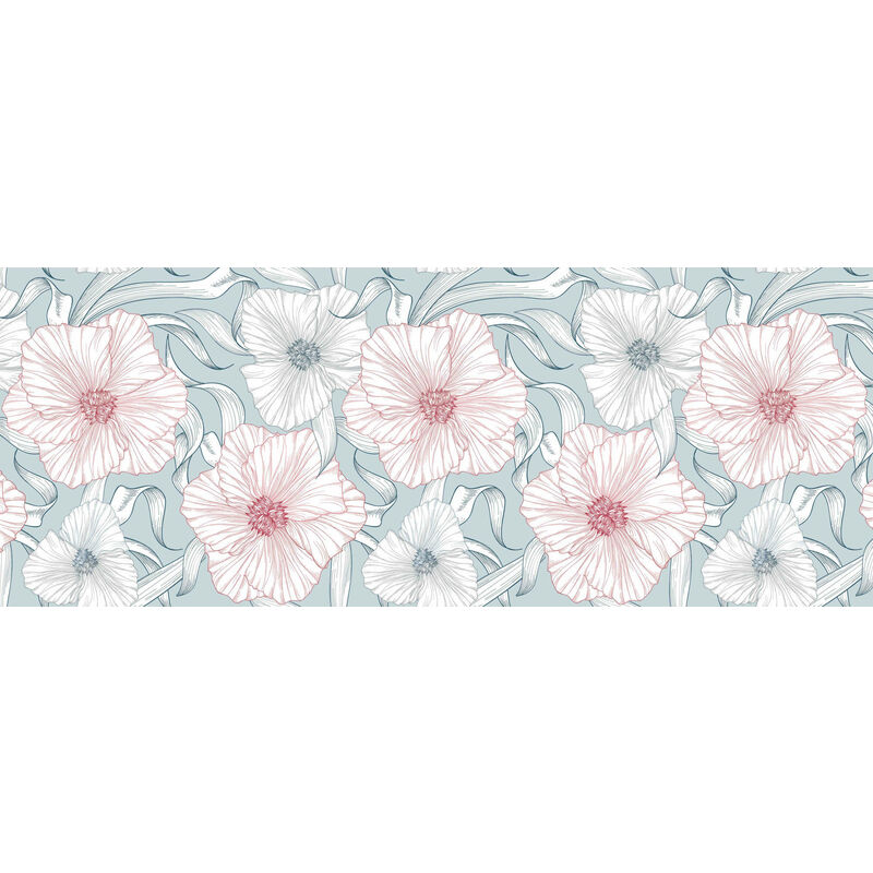 

Camino de cocina, 100% Made in Italy, Alfombra antimanchas con impresión digital, Camino antideslizante y lavable, Modelo Flowers - Bastienne, 140x52