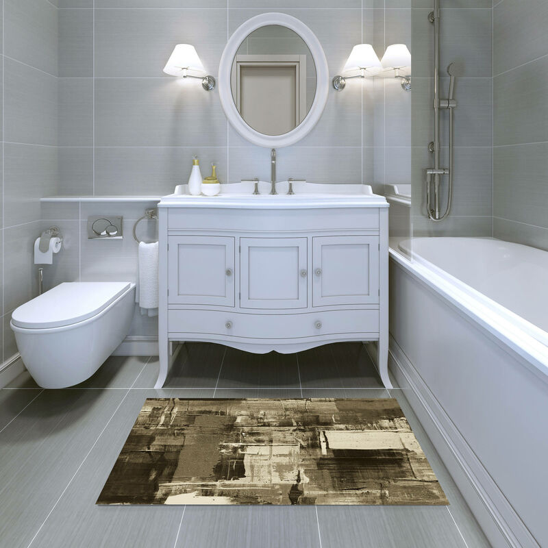 

Camino de baño, 100% Made in Italy, Alfombra antimanchas con impresión digital, Camino antideslizante y lavable, Modelo Alana, cm 62x52 - Doge Milano