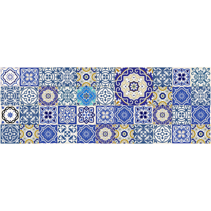 

Camino de cocina, 100% Made in Italy, Alfombra antimanchas con impresión digital, Camino antideslizante y lavable, Modelo Maiolica - Chinyere, 140x52