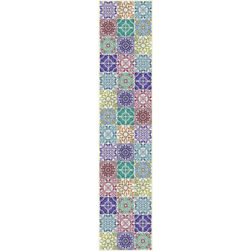 

Camino de cocina, 100% Made in Italy, Alfombra antimanchas con impresión digital, Camino antideslizante y lavable, Modelo Maiolica - Java, cm 240x52