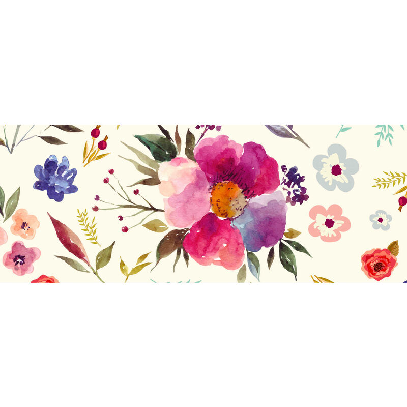 

Camino de cocina, 100% Made in Italy, Alfombra antimanchas con impresión digital, Camino antideslizante y lavable, Modelo Flores - Baptiste, 140x52