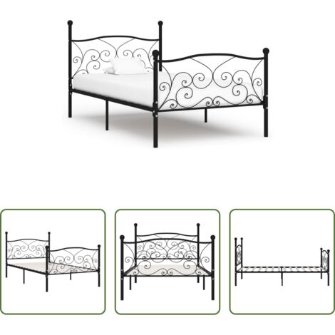 Doghe in compensato -  Giroletto con Doghe Nero in Metallo 90x200 cm