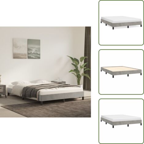 Doghe in compensato - vidaXL Giroletto senza Materasso Grigio Chiaro 140x200 cm Velluto - Letto per camera da letto