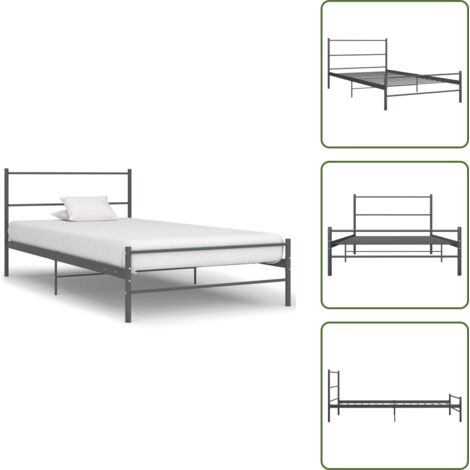Doghe in metallo - vidaXL Giroletto Grigio in Metallo 90x200 cm - Letto con rete