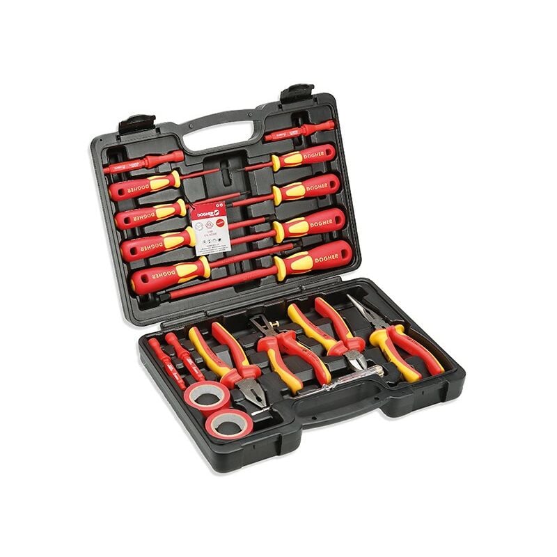 Dogher - Mallette, 19 pièces, tournevis et pince vde 080-001