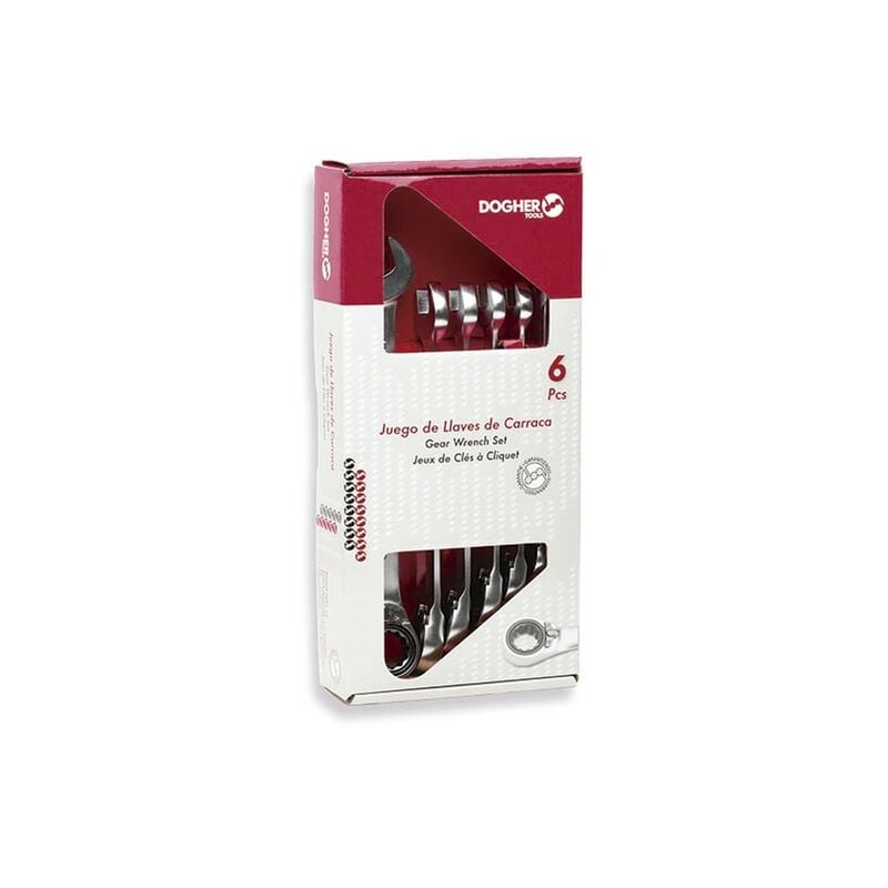 Boîte avec 6 clés à anneau à cliquet réversible Dogher 457-046